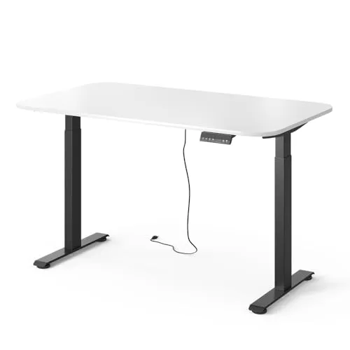 Vicco höhenverstellbarer elektrischer Schreibtisch Elevate - Schwarz/Weiß, 140 x 80 cm - Flexibler Steh-Sitz Schreibtisch mit 2 Motoren für ergonomisches Arbeiten. Mit praktischen USB-Anschlüssen und Memory-Funktion für individuelle Höhenanpassung. Robust und pflegeleicht für den täglichen Einsatz.