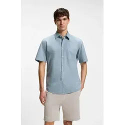 BOSS ORANGE Kurzarmhemd Regular Fit in Blau von BOSS