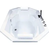 Basera Podest-Badewanne Bora Bora 200 x 115 cm mit LED-Ambiente und Wasserfall - Moderne Podest-Badewanne für 2 Personen mit LED-Lichtspiel in 7 Farben, gepolsterten Kopfstützen und optimierter Form für Komfort und Wassersparen.