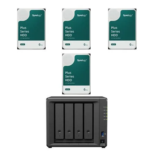 Synology DiskStation DS425+ 24 TB NAS-Server mit 4x 6TB HDD - Vielseitiger NAS-Server mit 4 Einschüben und 24 TB Speicherplatz, ideal für Datensicherung und Medienstreaming, inklusive 4x 6TB SATA Festplatten.