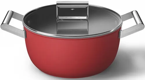 Smeg Antihaft-Auflauf CKFC2411RDM 24 cm - Kochtopf mit 24 cm Durchmesser und ergonomischen Edelstahlgriffen, ideal für alle Kochfelder und Backofen bis 250°. Perfekte Wärmeverteilung dank patentierter Radiant Base.
