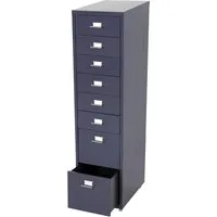 PROREGAL Rollcontainer Housten 110x28x41cm - 8 Schubladen in Dunkelgrau - Der PROREGAL Rollcontainer Housten bietet 8 geräumige Schubladen für optimale Ordnung im Büro. Mit robustem Stahl und flexiblen Laufrollen ist er ideal für vielseitige Einsatzmöglichkeiten.