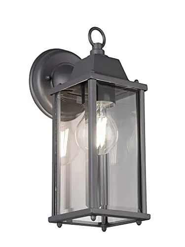 Trio Leuchten Außen Wandleuchte Olona 201960142, Aluminium Druckguss rostfarbig, Glas klar, exkl. 1x E27, Anthrazit