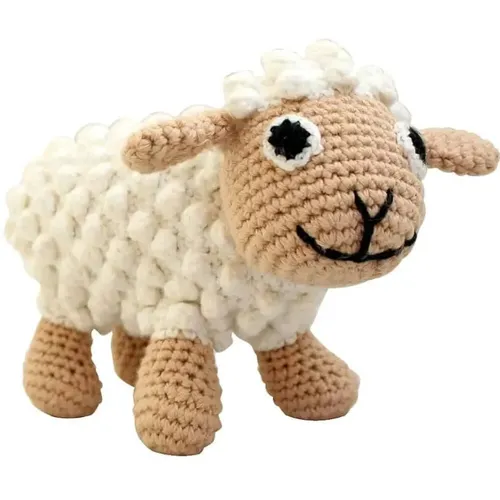 Kuscheltier Rassel gehäkelt Schaf Weiß, SindiBaba, Schmusetier, Spielzeug