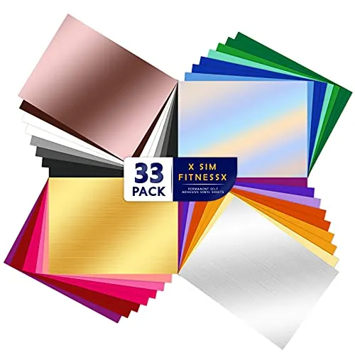 Satz Vinylfolien Plotter Selbstklebend,33Plotterfolie mit permanentem Klebefolien, 24 verschiedene Farbfolien für Cricut,Silhouette Cameo, für Abziehbilder Schilder 33