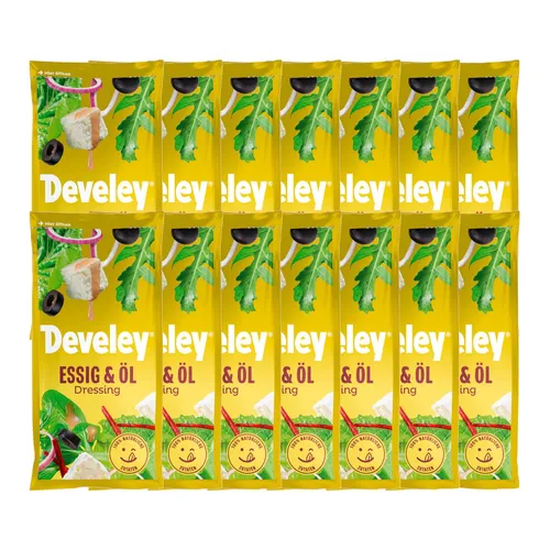 Develey Salatdressing Essig Öl fein würzig 75ml - 14er Pack - Verleihen Sie Ihren Salaten den perfekten Geschmack mit diesem fein würzigen Dressing. Ideal für vielfältige Salatkreationen und einfach in der Anwendung.