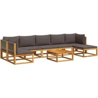 vidaXL 8-tlg. Garten-Sofagarnitur aus Akazienholz mit Kissen - Gartenmöbel mit robustem, witterungsbeständigem Akazienholz und bequemen, abnehmbaren Kissen für entspannte Stunden im Freien. Flexibles, modulares Design für individuelle Gestaltung deines Außenbereichs.