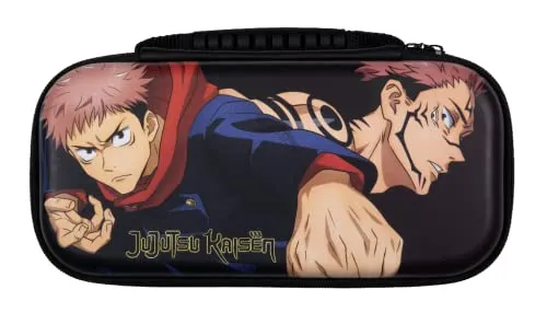 Konix Jujutsu Kaisen Schutz- und Transporttasche für Nintendo Switch, Switch Lite und Switch OLED Konsolen - Platz für 8 Spiele - Schwarz