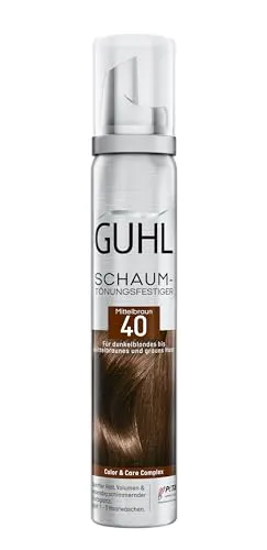 Guhl Schaum-Tönungsfestiger - Farbe 40 - Mittelbraun - Für dunkelblondes bis mittelbraunes und graues Haar - Sanfter Halt, Volumen und Farbglanz - Hält 1 bis 3 Haarwäschen