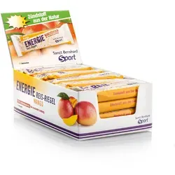 Sanct Bernhard Sport Energie Reis-Riegel Mango 20er-Pack - 1000 g - Sportnahrung mit 72 % Kohlenhydraten für maximale Leistung. Ideal für Training und Wettkampf, leicht verdauliche Reiskrispies und fruchtiger Mangogeschmack.
