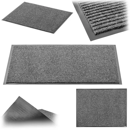 KADAX rutschfeste Schmutzfangmatte, Fußmatte für den Innen- und Außenbereich, Fußabtreter für Haustüren und Eingangsbereiche (Grau, 60x80 cm)