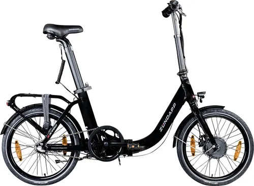 Zündapp ZXT20 E-Bike 20 Zoll Klapprad - Schwarz - E-Bike für Pendler mit 20 Zoll Falt-Rahmen, 3-Gang Shimano Nexus Schaltung und kraftvollem 250 W Motor. Ideal für den Stadtverkehr und einfach zu transportieren.