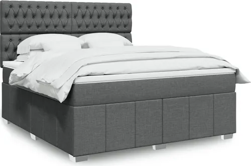 vidaXL Boxspringbett Dunkelgrau 180x200 cm mit LED-Beleuchtung - Stylisches Boxspringbett mit Taschenfederkernmatratze für optimalen Schlafkomfort und individuelle LED-Beleuchtung für ein gemütliches Ambiente.