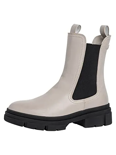 Tamaris Damen Chelsea-Stiefel, Grey Leather 1 25901 29 202, 41 EU - Wanderschuhe, stylischer Chelsea-Stiefel aus hochwertigem Leder, ideal für herbstliche Abenteuer und modische Akzente.