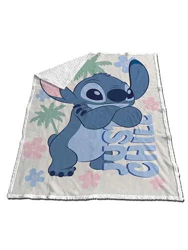 Aymax Sherpa-Decke, Stitch, 130 x 170 cm - Wohn- & Kuscheldecken, weiche und gemütliche Sherpa-Decke in stilvollem Beige, perfekt für kalte Tage und gemütliche Abende zu Hause.