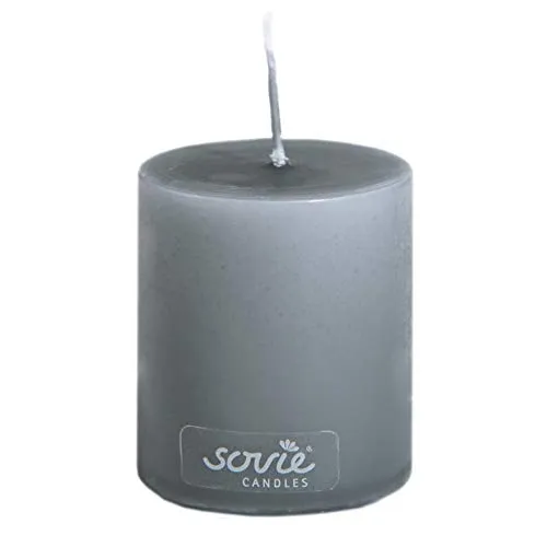 Sovie CANDLES Stumpenkerze GRAU - Ø 50mm x 60mm – ca. 16 Std. Brenndauer – Duftfreie Dekokerze für stilvolle Tischdeko, Hochzeiten, Feste & moderne Wohnraumgestaltung