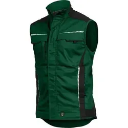 Weste-Flex-Line Grün/Schwarz Größe S - Arbeits- & Schutzkleidung, reflektierende Weste mit verstellbarem Saum und vielen praktischen Taschen für optimale Funktionalität und Sichtbarkeit.