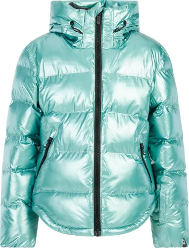 PROTEST PRTNORINA JR Skijacke 2026 glacial blue - 140 - Stylische Skijacke für Mädchen mit Slim Fit. Hoher Kragen und Kapuze schützen vor Wind, während Daumenlöcher und Gamasche Wärme und Komfort bieten. Praktische Taschen für Liftpass und mehr.