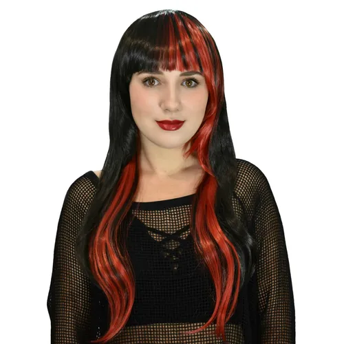 Ladieshair Cosplay Perücke rot schwarz 70cm Karneval Gothic Halloween GTC