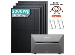 Solarmars® 2000W Balkonkraftwerk mit Speicher, Anker SOLIX Solarbank 3 E2700 Pro - Mit Balkonhalterung