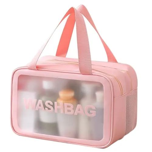 Waschbag,Washbag Travel,Kulturbeutel Transparent,31 x 21 x 15 cm (Rosa)