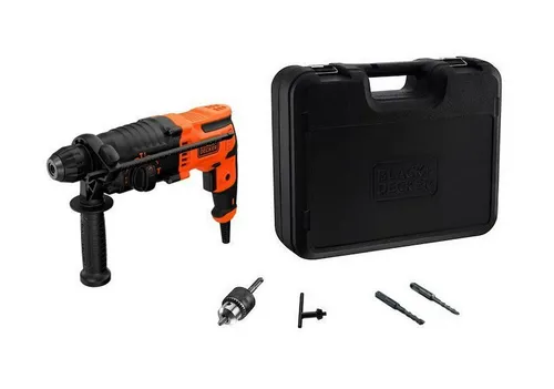 Black+Decker SDS-plus Kombihammer BEHS01K - Leistungsstarker 650W Kombihammer für effektives Bohren, Schlagbohren und leichte Meißelarbeiten. Inkl. 2 SDS-plus Bohrer und praktischem Koffer – ideal für Heimwerker!