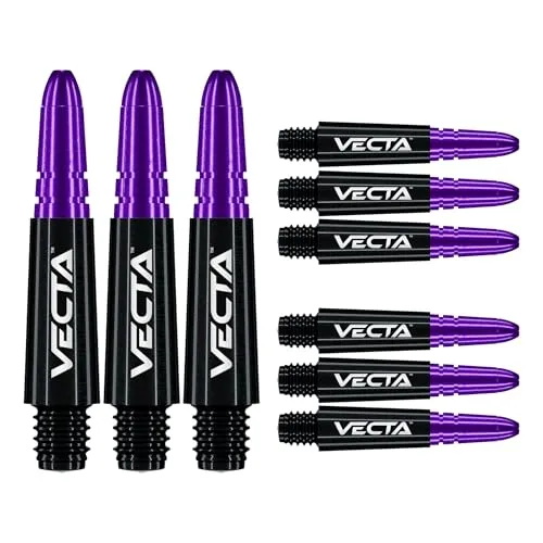 WINMAU Dart Shaft - Vecta Polycarbonat Dartschäfte - 1 Set pro Packung (insgesamt 3 Dart-Schäfte) - Professionelles Dartzubehör - Schwarz & Lila Kurz Schäfte