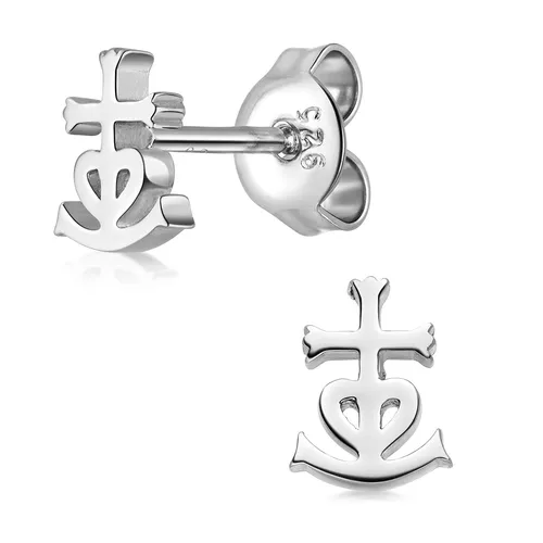 MATERIA Ohrstecker Glaube Liebe Hoffnung Silber 925 - Elegante Ohrstecker aus rhodiniertem Sterlingsilber, perfekt für besondere Anlässe wie Hochzeiten und Jubiläen, geliefert im edlen Schmuck-Etui.