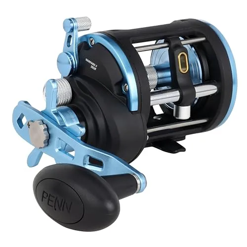 PENN Warfare II Level Wind 15LWLC LH Angelrolle - Hochwertige Multirolle für Salzwasserangeln, ideal für Heilbutt und Kabeljau. Mit 73 cm Schnureinzug pro Umdrehung und max. Widerstand von 7 kg – perfekt für anspruchsvolle Angler.