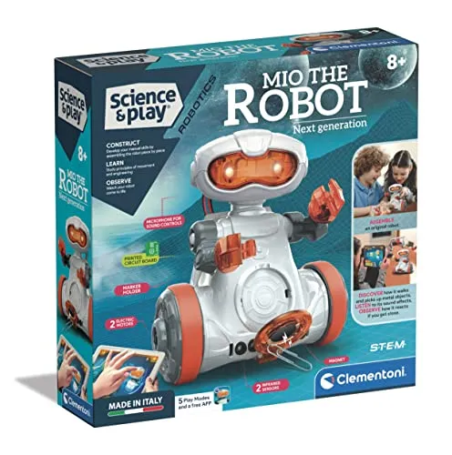 Clementoni 【Science & Play Mio Roboter】 Interaktiver STEM-Lernroboter mit App, Hindernisvermeidung & Zeichenfunktion (8+ Jahre)