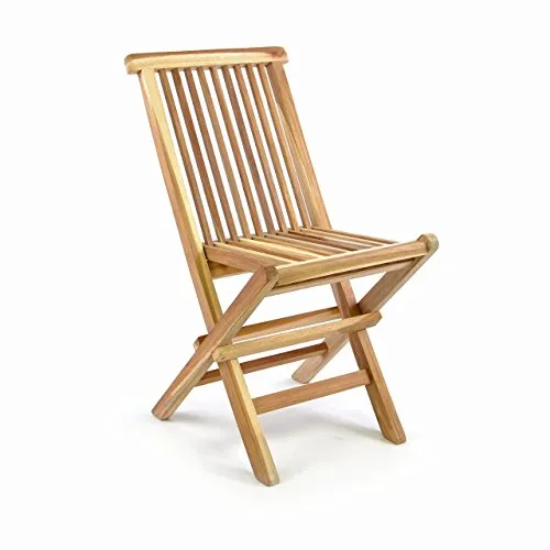 Divero klappbarer Kinderstuhl aus Teak-Holz, unbehandelt - Sitzhöhe 33 cm