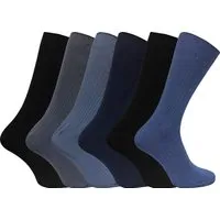 Pack Herren weich 100% Baumwolle atmungsaktiv farbig gerippt Kleid Socken 6