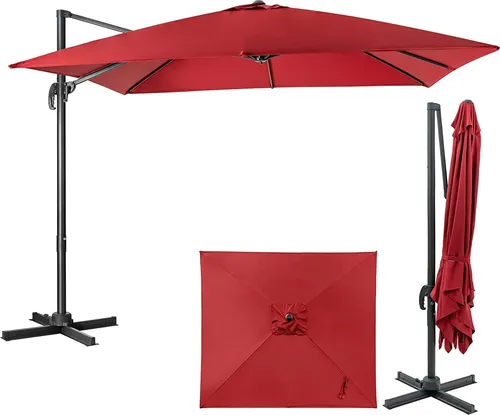 GOPLUS Sonnenschirm 360° drehbar mit 3 Neigungsstufen, Weinrot