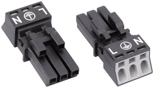 WAGO 890-203 Netz-Steckverbinder WINSTA MINI Buchse, gerade Gesamtpolzahl: 2 + PE 16A Schwarz 1St.