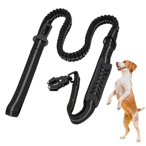 Hundeleine für große Hunde, mittelgroß, klein, Einheitsgröße, ausziehbar von 120 cm bis 180 cm, mit Haken für Sicherheitsgurt im Auto
