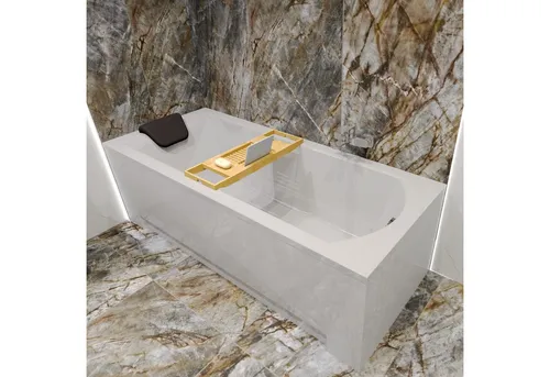 Badewanne Rechteck 140x70 cm mit Styropor und Ablage - Moderne rechteckige Badewanne mit rutschsicherem Boden und einfacher Reinigung. Ideal für das Badezimmer, bietet Platz für entspannende Momente. CE-zertifiziert und mit 10 Jahren Herstellergarantie.