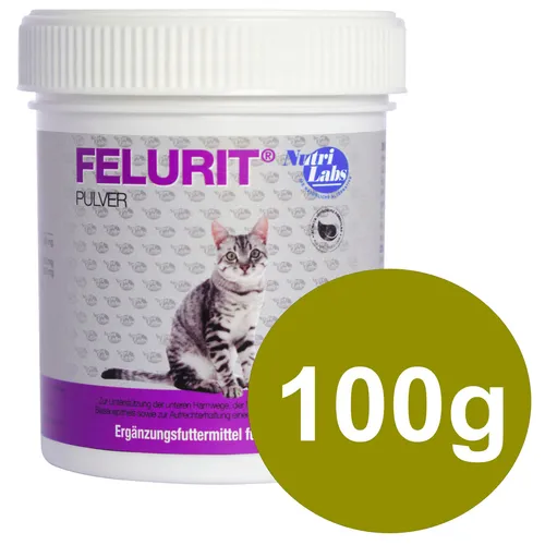 NutriLabs Felurit 100 g - Ergänzungsfuttermittel für Katzen zur Unterstützung bei FLUTD. Fördert die Wasseraufnahme und stabilisiert den pH-Wert im Urin, um Struvitsteinen vorzubeugen.