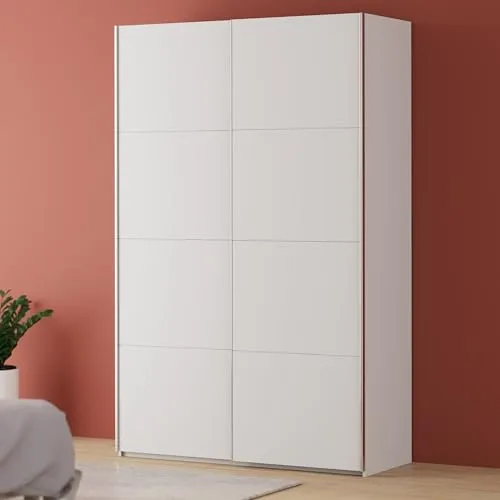 Forte FITTIO Kleiderschrank 150 – Moderner Schwebetürenschrank in Weiß - Vielseitig für Schlafzimmer, Jugendzimmer oder Apartments. Schwebetüren sorgen für platzsparenden Komfort. Robuste, pflegeleichte Oberfläche und einfache Montage bieten zusätzlichen Nutzen.