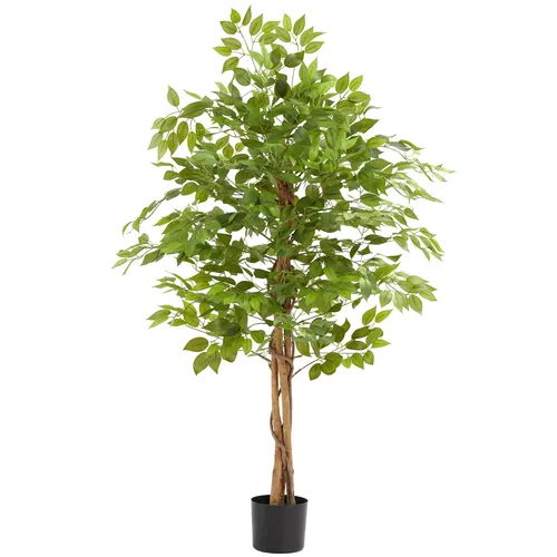 TecTake Künstlicher Ficusbaum Fida - 160 cm, realistische Textur - Künstliche Pflanzen, pflegeleichter Ficusbaum mit realistischen Blättern und Ästen, ideal für stilvolle Raumgestaltung ohne Gießen oder Düngen.