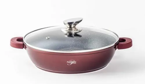 Platinum Servierpfanne 28cm – Induktionsgeeignet - Pfanne aus kratzfestem Aluguss, ergonomischer Griff, spülmaschinenfest und ideal für alle Herdarten, perfekt für gesundes Kochen.