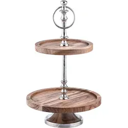 Marrakesch Etagere Amalie aus Akazienholz - Handgefertigte 2-stufige Etagere aus hochwertigem Akazienholz, ideal für stilvolle Servierungen und dekorative Präsentationen.