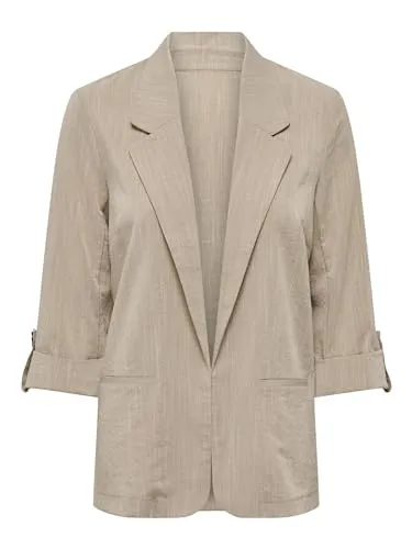 ONLY Damen Onlmarsa 3/4 Blazer WVN Noos, Safari/Detail:Melange, S - Eleganter 3/4-Blazer für Damen von ONLY, ideal für vielseitige Outfits und einen stilvollen Look.