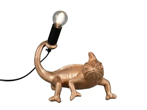 Besondere Tischleuchte Tierlampe Chamäleon Gold, Höhe 22cm