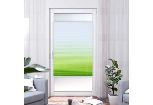 K-Home® Klemmfix-Plissee Farbverlauf Grün 120x130 cm - Plissee in elegantem Farbverlauf, lichtdurchlässig und pflegeleicht. Ideal für schnelle Montage ohne Bohren dank verstellbarer Klemmträger. Perfekt für Fenster im Wohnbereich!