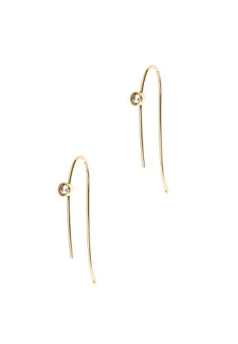 Heideman Ohrringe Damen Ohrhänger mit 1 Stein aus Edelstahl gold farbend matt Ohrstecker hängend für Frauen mit Stein Zirkonia weiss im Brillant Schliff 6mm