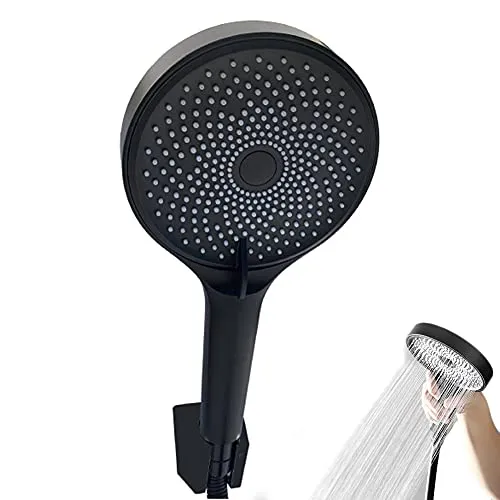 Handbrausen, Duschköpfe Multifunktions, Handbrause Duschkopf, Universal Duschbrause, Brausekopf, Mit Hochdruck Wassersparend 3 Strahlarten, Gelten Badezimmer, Saunaraum, Friseur (Schwarz)