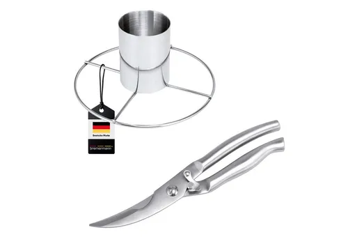 bremermann Hähnchenbräter Geflügelschere und 1x Hähnchengriller // 2tlg.-Set aus Edelstahl, Edelstahl, (1-St), inkl. Geflügelschere