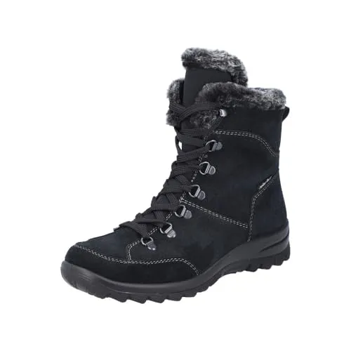 Rieker Damen L7145 Schnürstiefel, Schwarz, 42 EU - Wanderschuhe aus echtem Leder mit wasserabweisender Tex-Membran, ideal für unbeschwerte Wanderungen bei jedem Wetter.