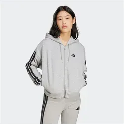 adidas Damen Essentials 3-Stripes Hoodie XXL - Sweatjacke aus weichem French Terry, mit durchgehendem Reißverschluss und Kapuze; besteht zu über 70 % aus recycelten Materialien – ideal für nachhaltigen Style.