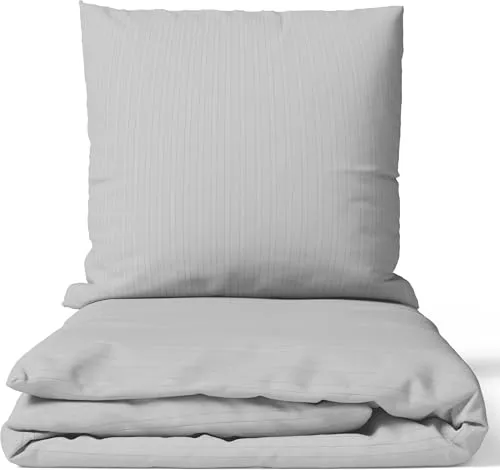 Leonado Vicenti Satin Bettwäsche 200x220 cm Silber | 100% Baumwolle Damast | 4-Jahreszeiten Set mit Kissenbezug 80x80 cm | Premium Qualität | Weich & Hautfreundlich | Mit Reißverschluss